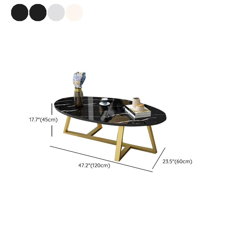 Glam Single Oval Coffee Table Cross Legs Coffee Cocktail Table