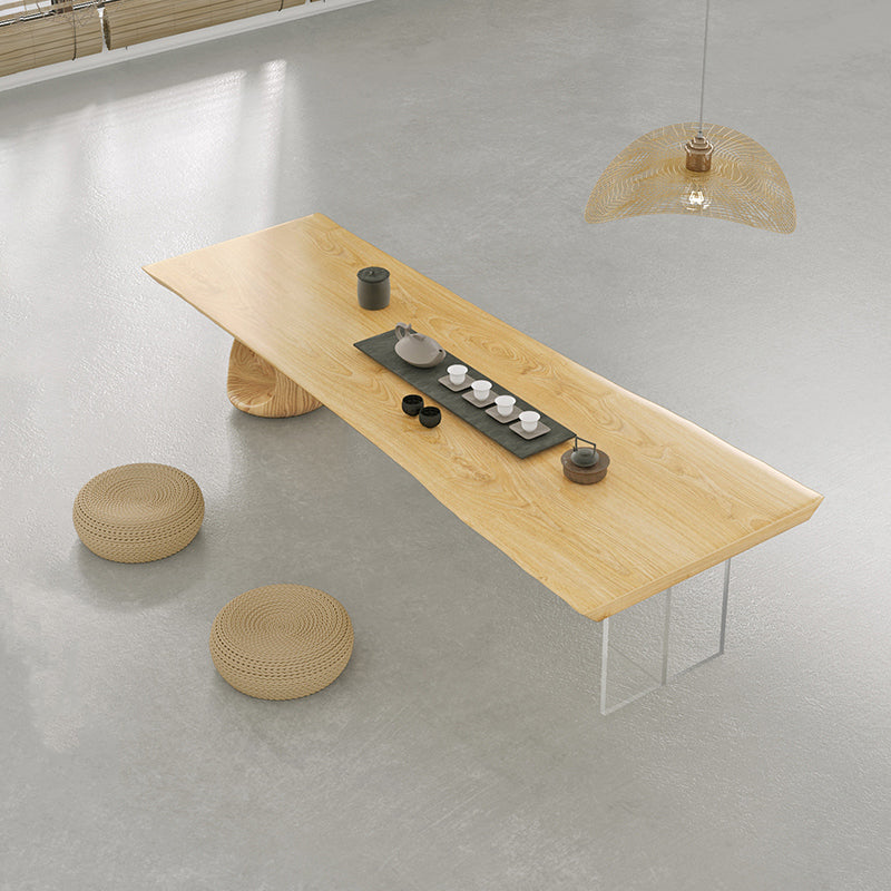 Contemporary 1 Single Coffee Cocktail Table in Pine Wood with 2 Legs