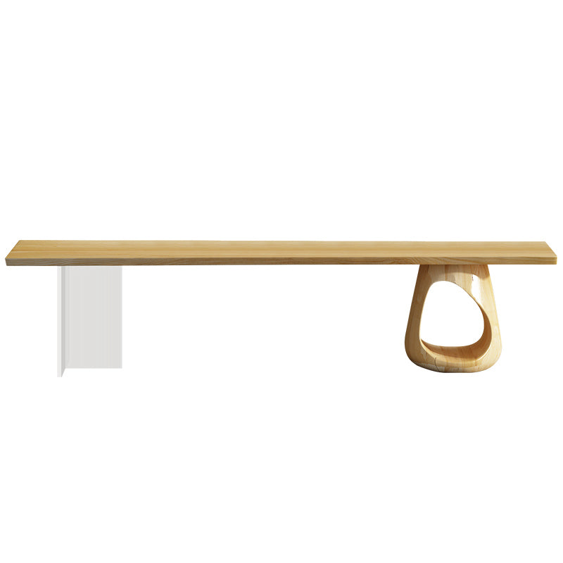 Contemporary 1 Single Coffee Cocktail Table in Pine Wood with 2 Legs