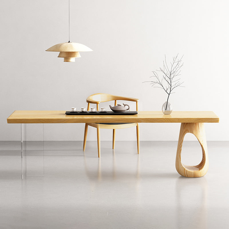 Contemporary 1 Single Coffee Cocktail Table in Pine Wood with 2 Legs