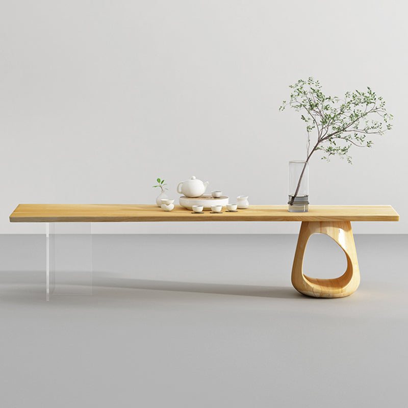 Contemporary 1 Single Coffee Cocktail Table in Pine Wood with 2 Legs