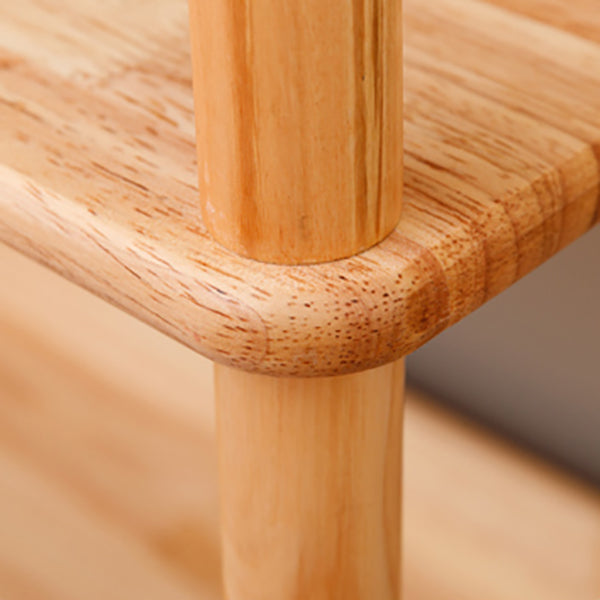 Modern Solid Wood End Slide Table 4 Legs with Shelf Double Tier Side Table
