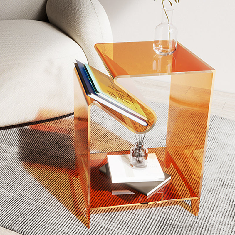 Modern Acrylic 22.04" Tall End Table Rectangular Sled Side Table