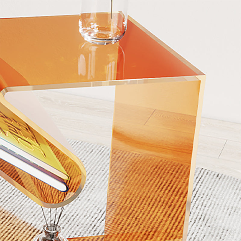 Modern Acrylic 22.04" Tall End Table Rectangular Sled Side Table