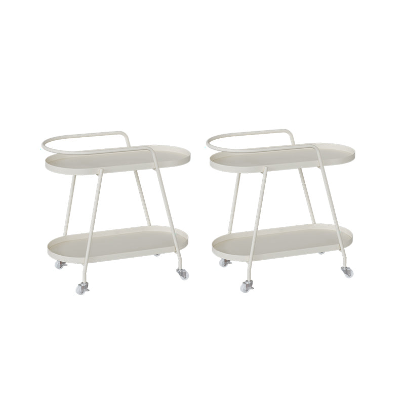 Oval 2-Tier End Table with Casters Modern Side Table with Wheels