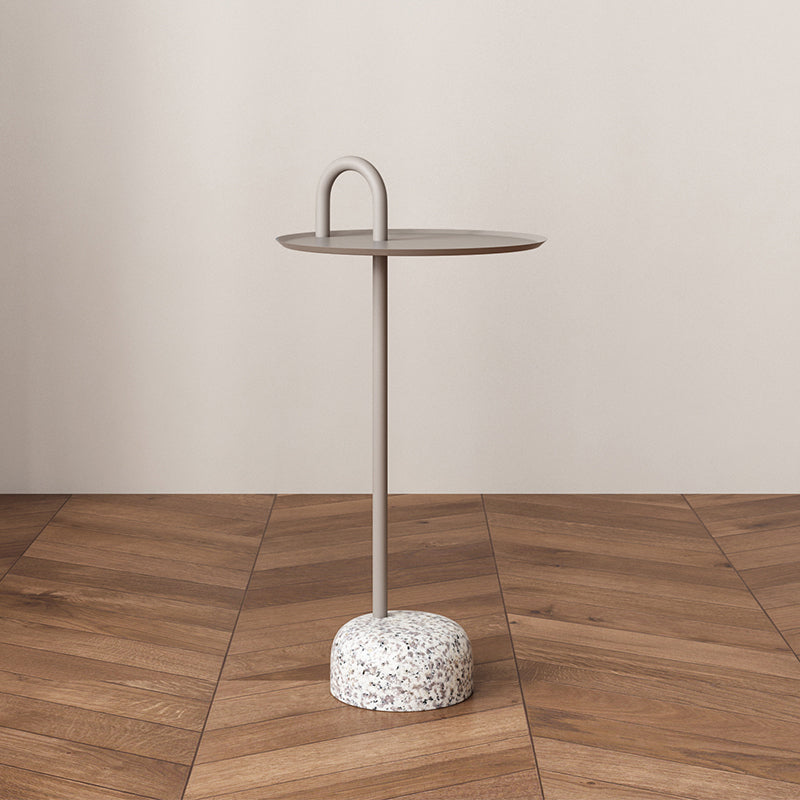 Mid-Century Side Table Metal Pedestal Tray Top End Table for Living Room