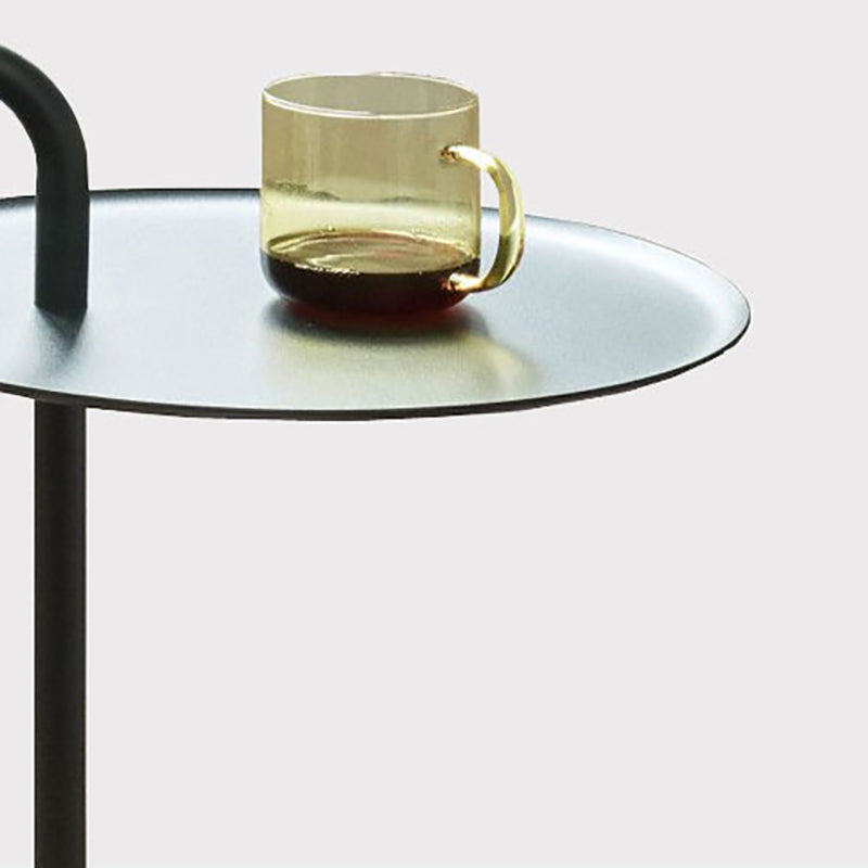 Mid-Century Side Table Metal Pedestal Tray Top End Table for Living Room