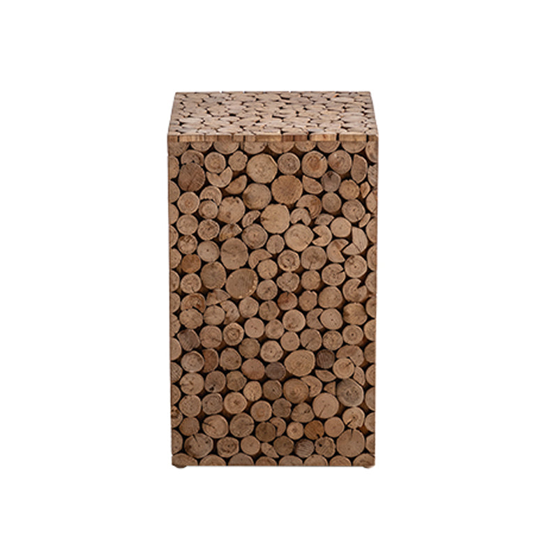 Rustic Solid Wood Side Table Square Distressed Brown Accent Side Table