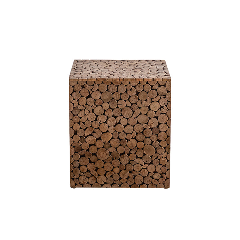 Rustic Solid Wood Side Table Square Distressed Brown Accent Side Table