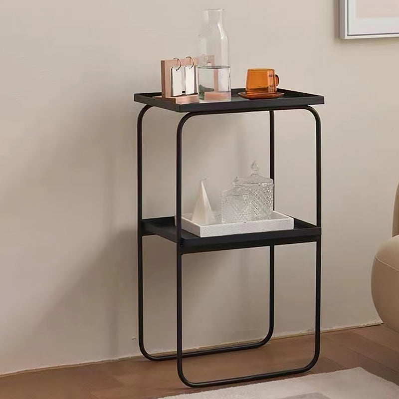 Rectangle Tray Top Side Table Iron Base End Table with Storage