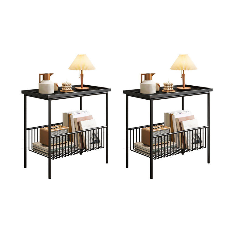 Rectangle Tray Top Side Table Iron Base End Table with Storage