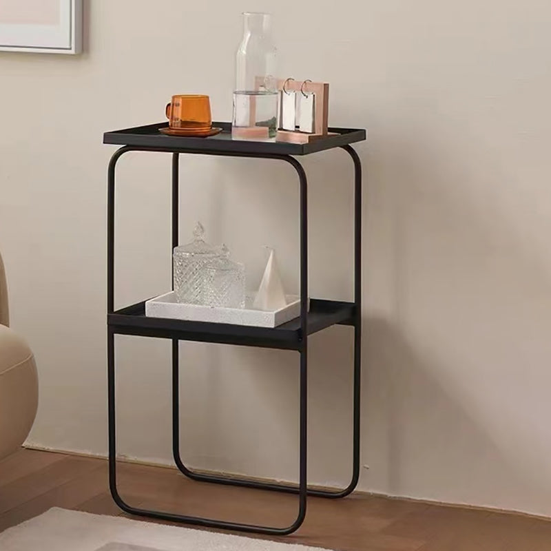 Rectangle Tray Top Side Table Iron Base End Table with Storage