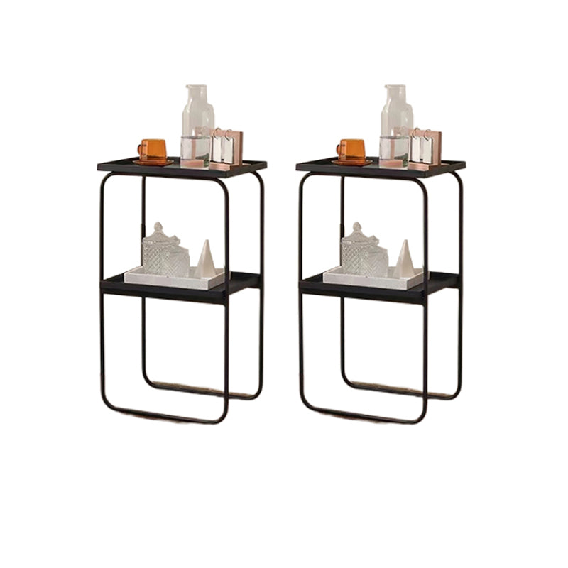 Rectangle Tray Top Side Table Iron Base End Table with Storage