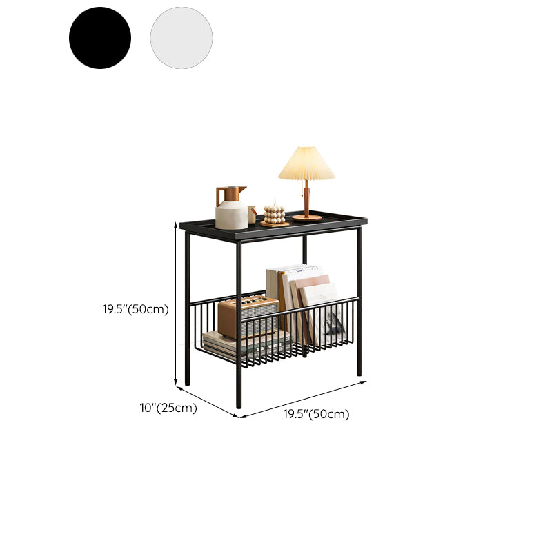 Rectangle Tray Top Side Table Iron Base End Table with Storage