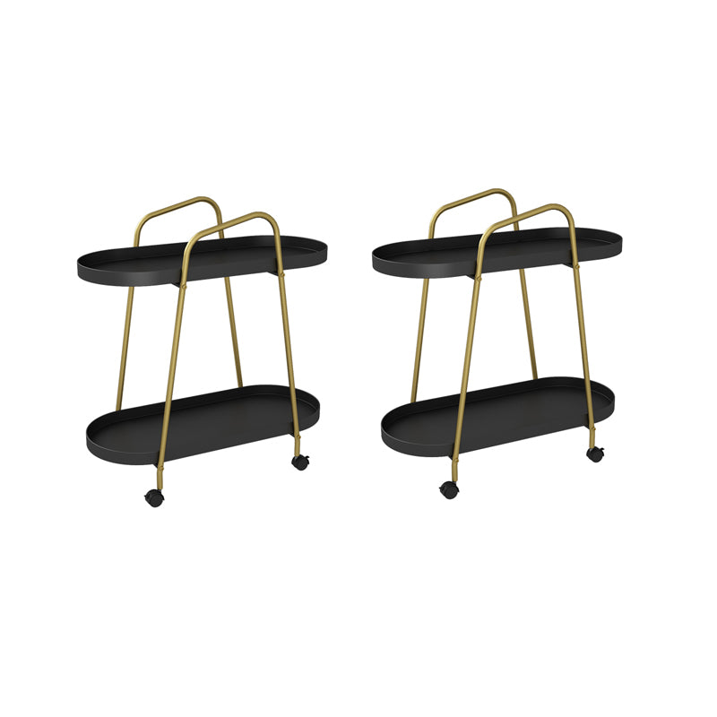 Tray Top Double Tier End Table Oval End Slide Table with Storage