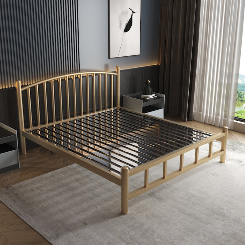 Luxurious Metal Platform Bed Frame Tall Slat Bed with Headboard