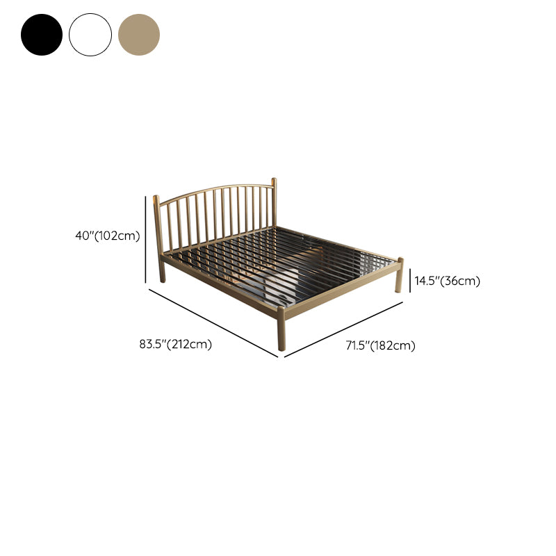 Luxurious Metal Platform Bed Frame Tall Slat Bed with Headboard