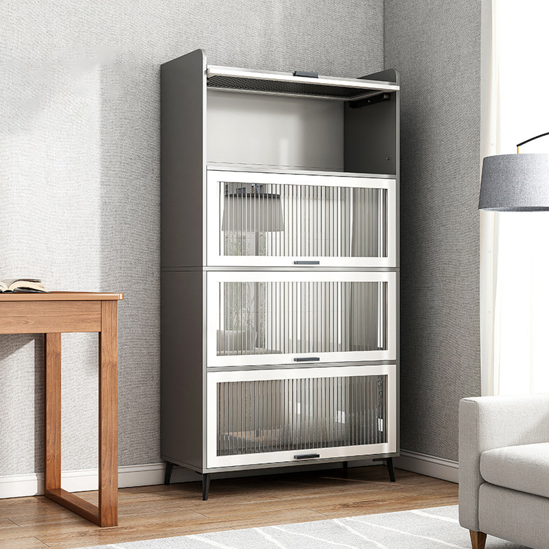 Modern Wood Storage Cabinet Square Bar Pulls Accent Chest with Doors