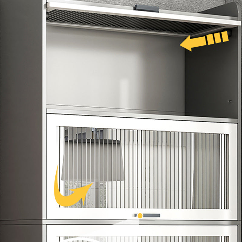 Modern Wood Storage Cabinet Square Bar Pulls Accent Chest with Doors