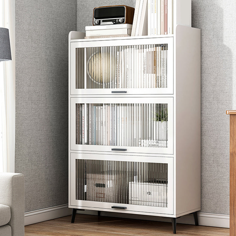 Modern Wood Storage Cabinet Square Bar Pulls Accent Chest with Doors