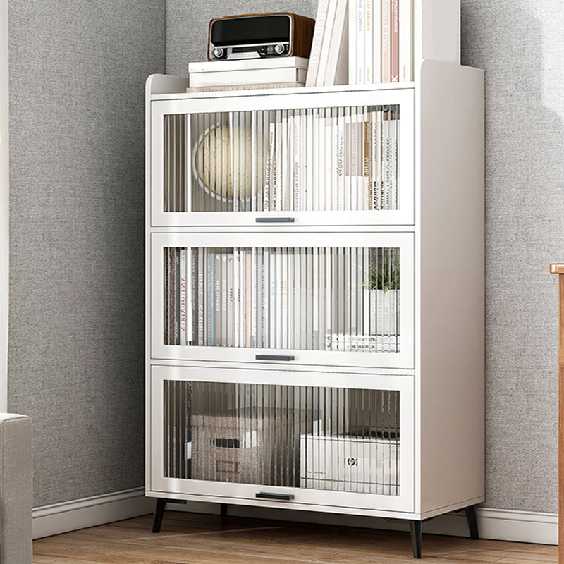 Modern Wood Storage Cabinet Square Bar Pulls Accent Chest with Doors