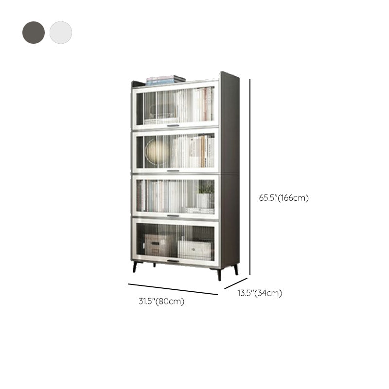 Modern Wood Storage Cabinet Square Bar Pulls Accent Chest with Doors