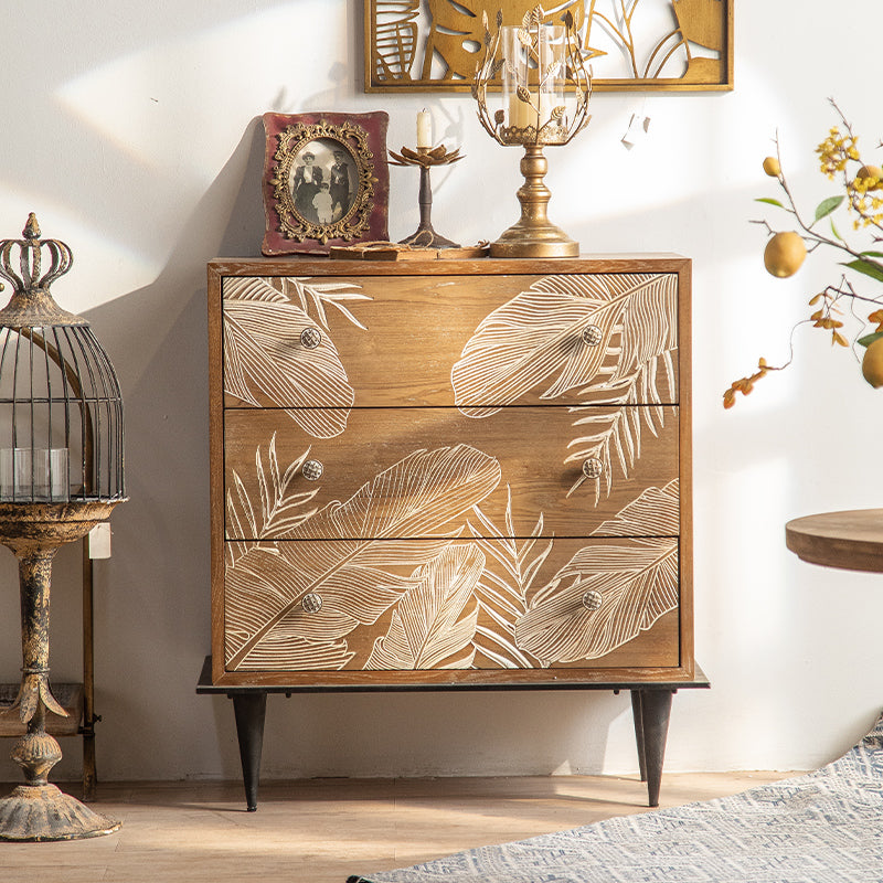 Distressed Wood Accent Chest Industrial Standard Knobs Accent Cabinet