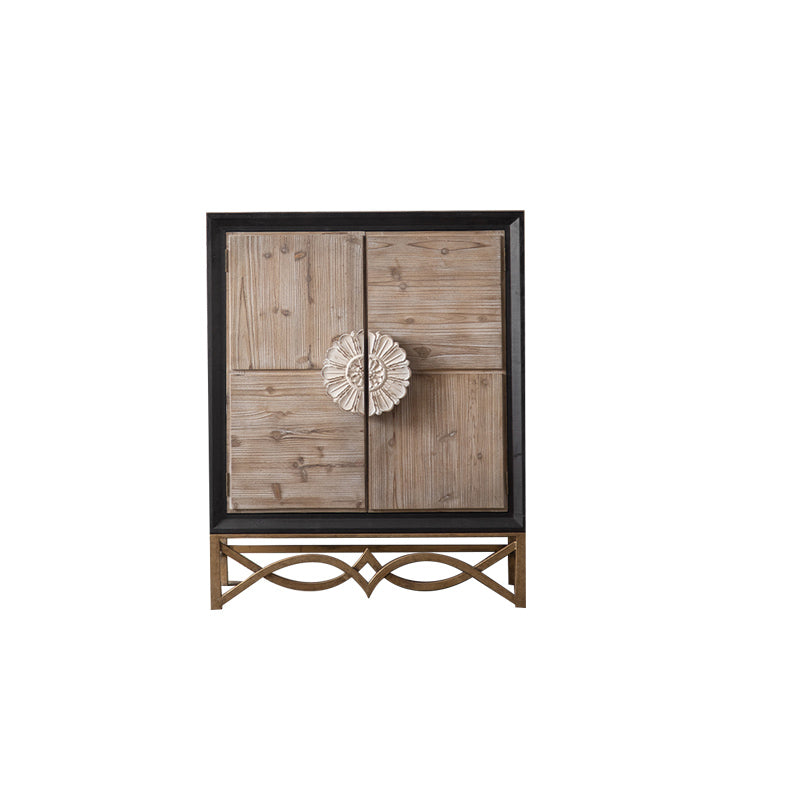 Distressed Wood Accent Chest Industrial Standard Knobs Accent Cabinet
