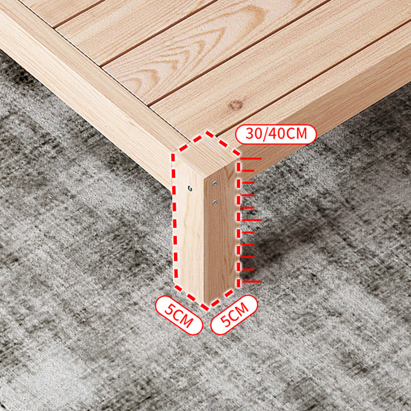 Scandinavian Full Panel Bed Natural Platform Bed with 2 Storage Drawers