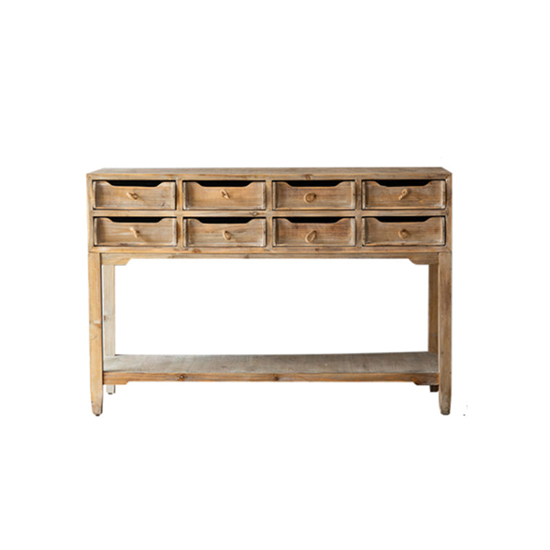 Distressed Wood Accent Chest Industrial Ring Pulls Natural Accent Cabinet