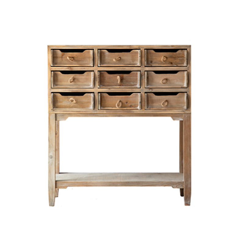 Distressed Wood Accent Chest Industrial Ring Pulls Natural Accent Cabinet