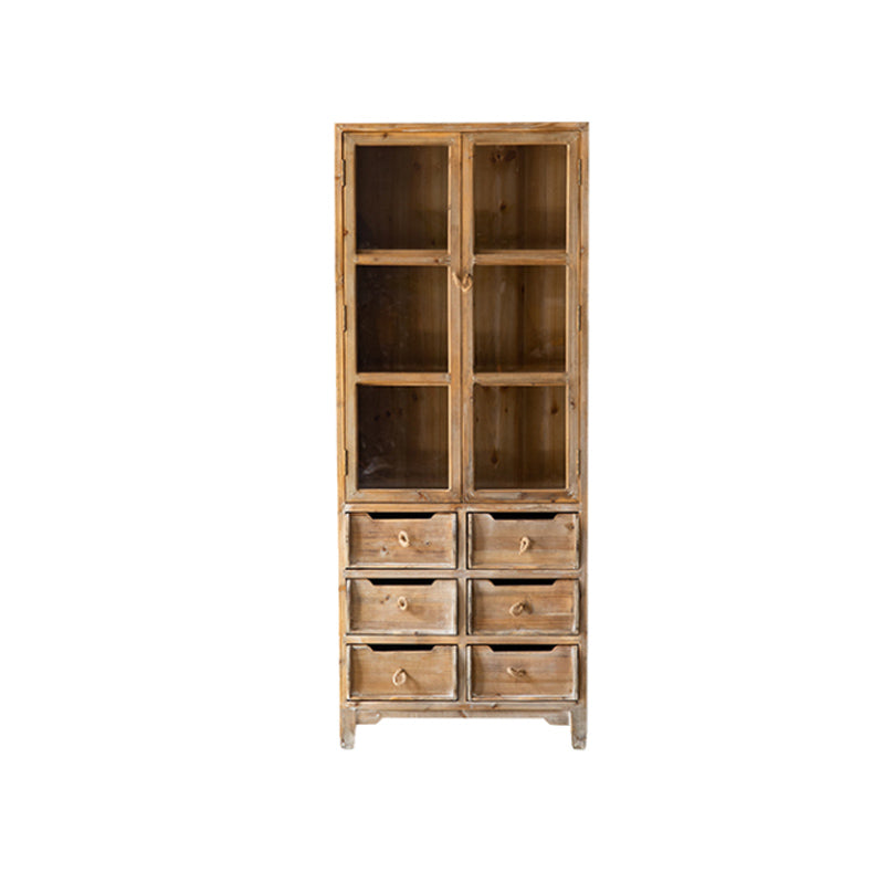 Distressed Wood Accent Chest Industrial Ring Pulls Natural Accent Cabinet