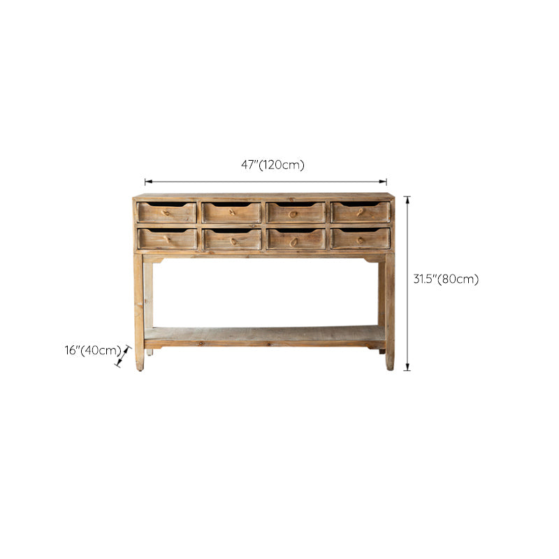 Distressed Wood Accent Chest Industrial Ring Pulls Natural Accent Cabinet