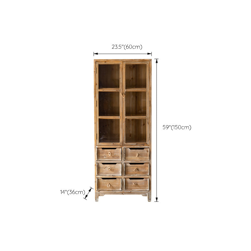 Distressed Wood Accent Chest Industrial Ring Pulls Natural Accent Cabinet