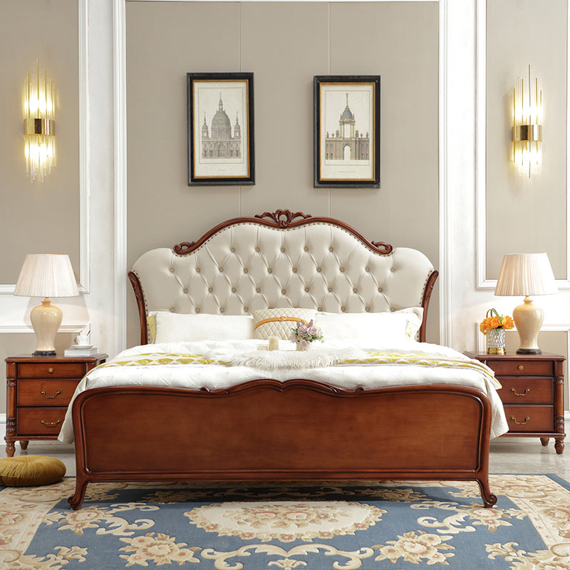 Faux Leather Upholstered Platform Bed Full Nail Button Tufted Bed