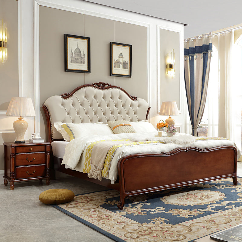 Faux Leather Upholstered Platform Bed Full Nail Button Tufted Bed