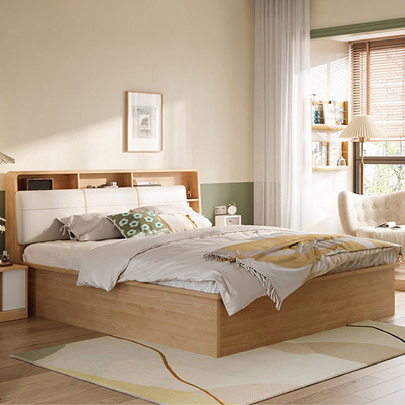 Nordic Solid Wood Bookcase Included Bed Frame Lift Up Storage Bed