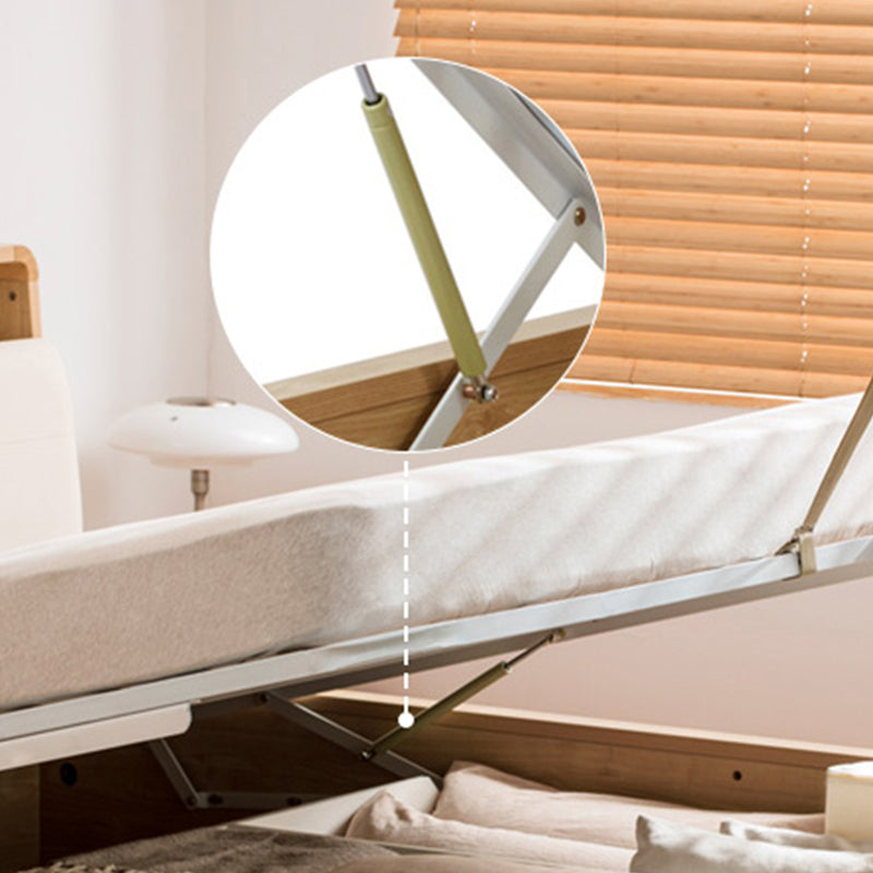 Nordic Solid Wood Bookcase Included Bed Frame Lift Up Storage Bed