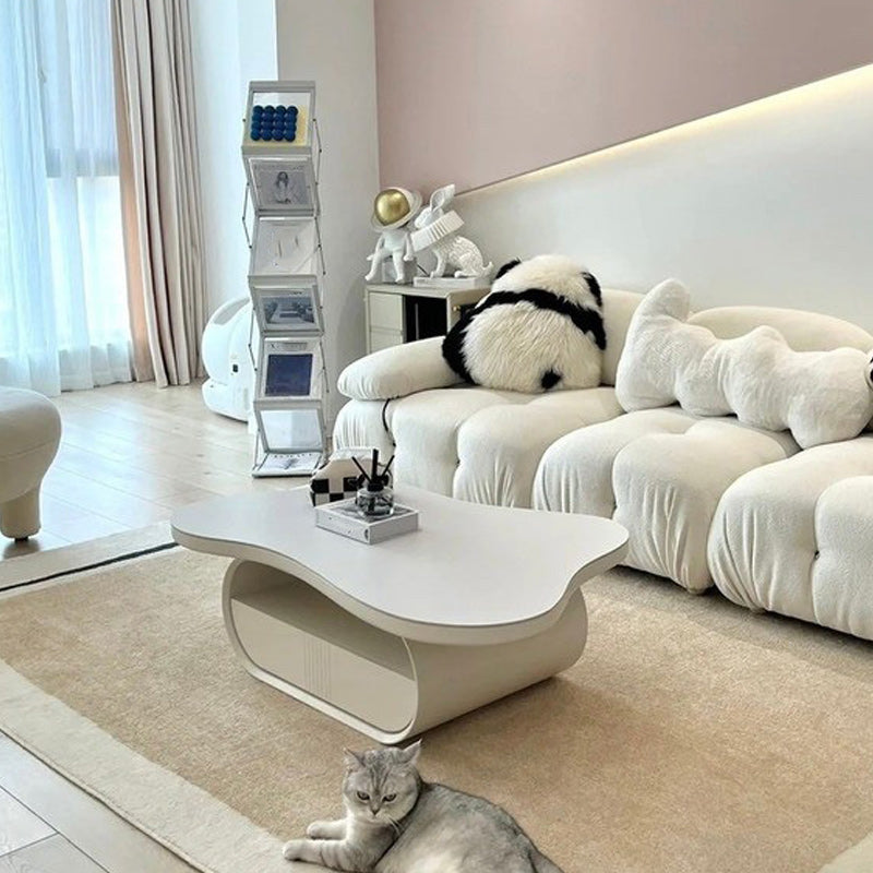 35" Wide Contemporary Cocktail Table White Single Coffee Table