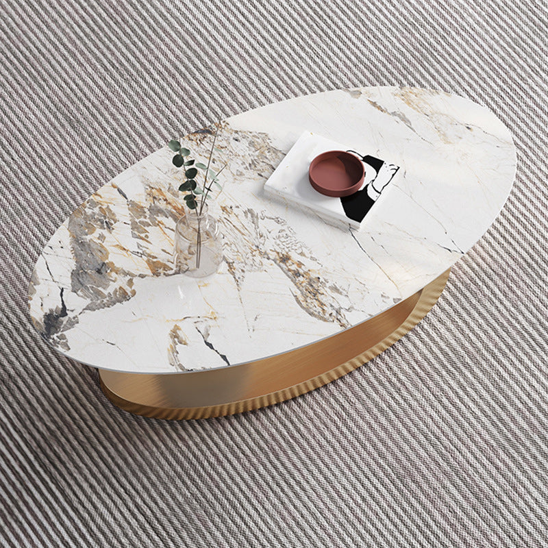 27" Wide Glam Cocktail Table Slate Oval Coffee Cocktail Table