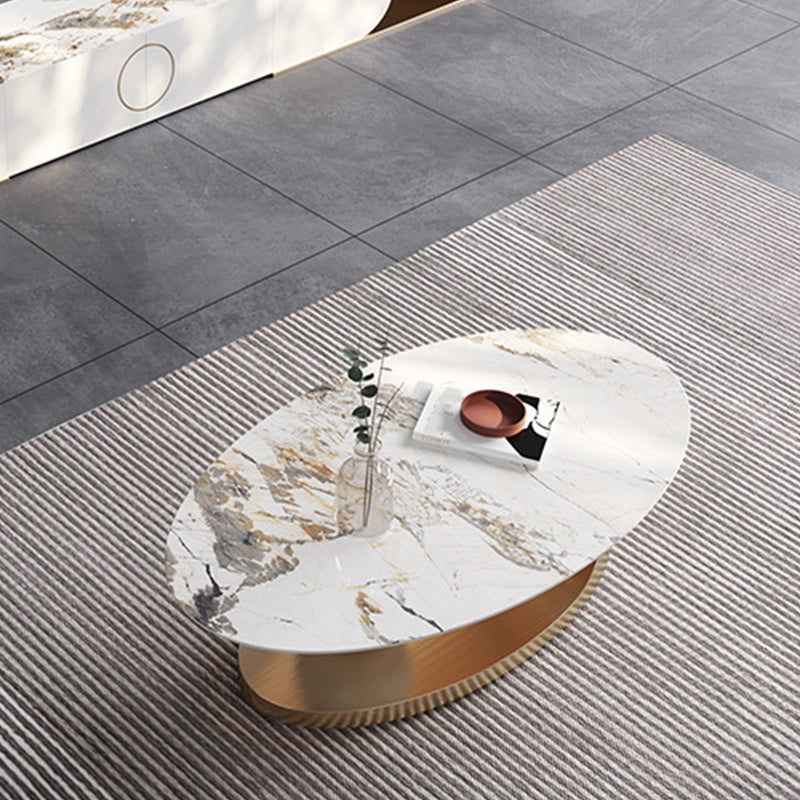 27" Wide Glam Cocktail Table Slate Oval Coffee Cocktail Table