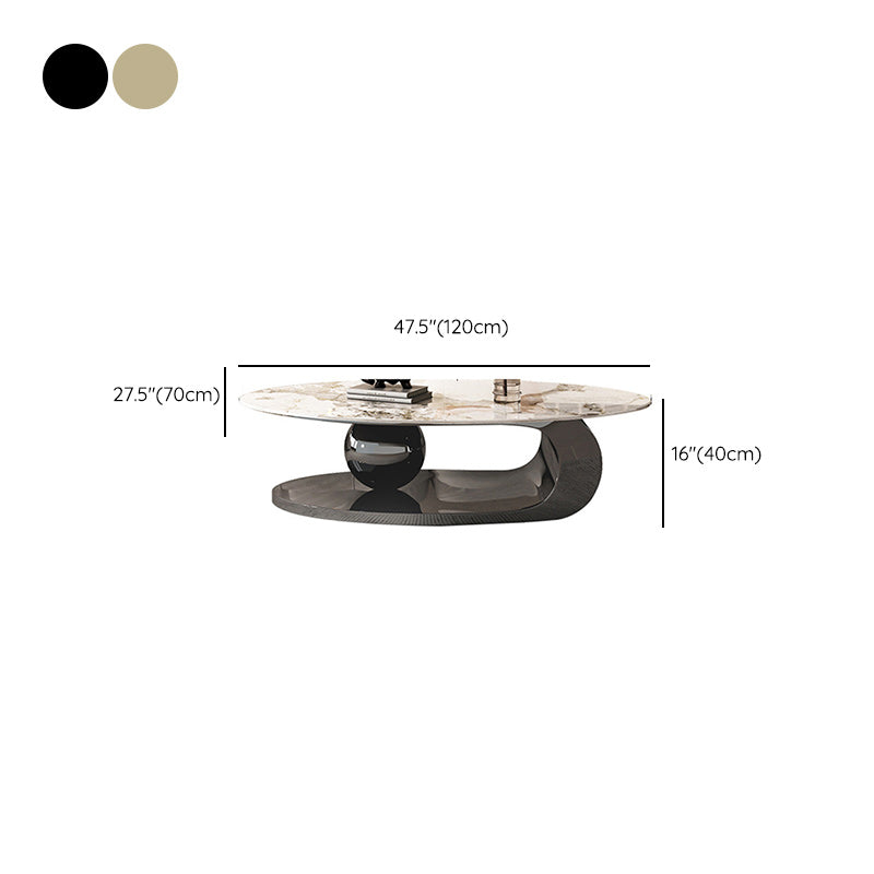 27" Wide Glam Cocktail Table Slate Oval Coffee Cocktail Table