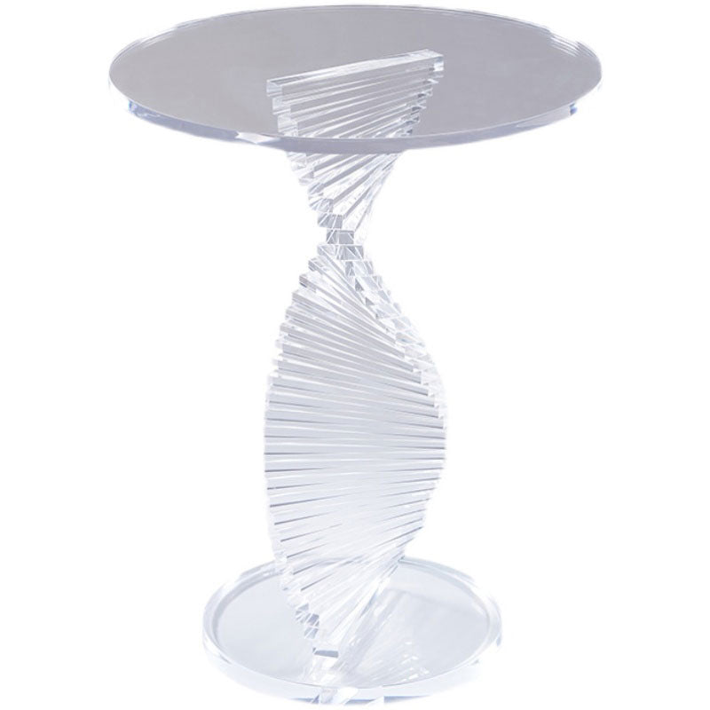 Glam Clear Round Acrylic Top Side Table 23.62" Tall Abstract Base End Table