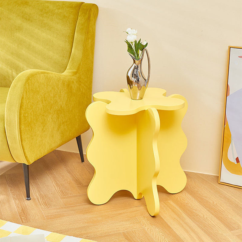 Modern Style Colored Irregular Side Table Faux Wood End Table Set