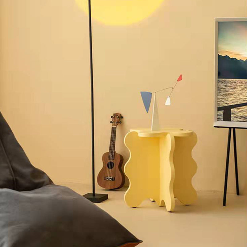 Modern Style Colored Irregular Side Table Faux Wood End Table Set