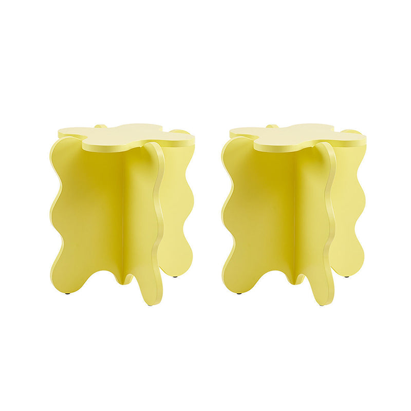 Modern Style Colored Irregular Side Table Faux Wood End Table Set