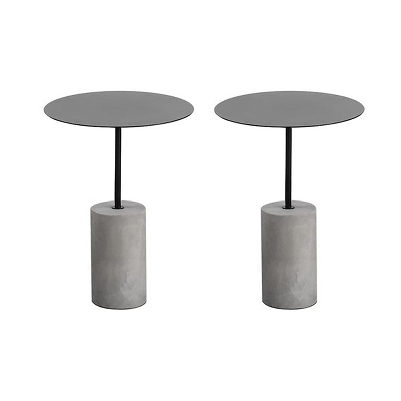 Modern Metal Round Top Side Table Concrete Pedestal End Table