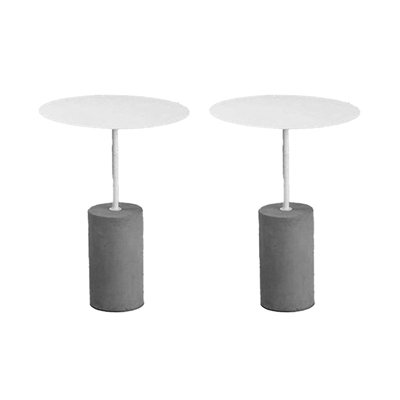 Modern Metal Round Top Side Table Concrete Pedestal End Table