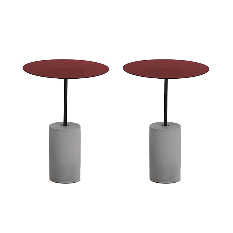 Modern Metal Round Top Side Table Concrete Pedestal End Table