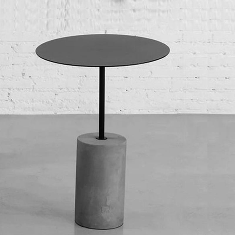 Modern Metal Round Top Side Table Concrete Pedestal End Table